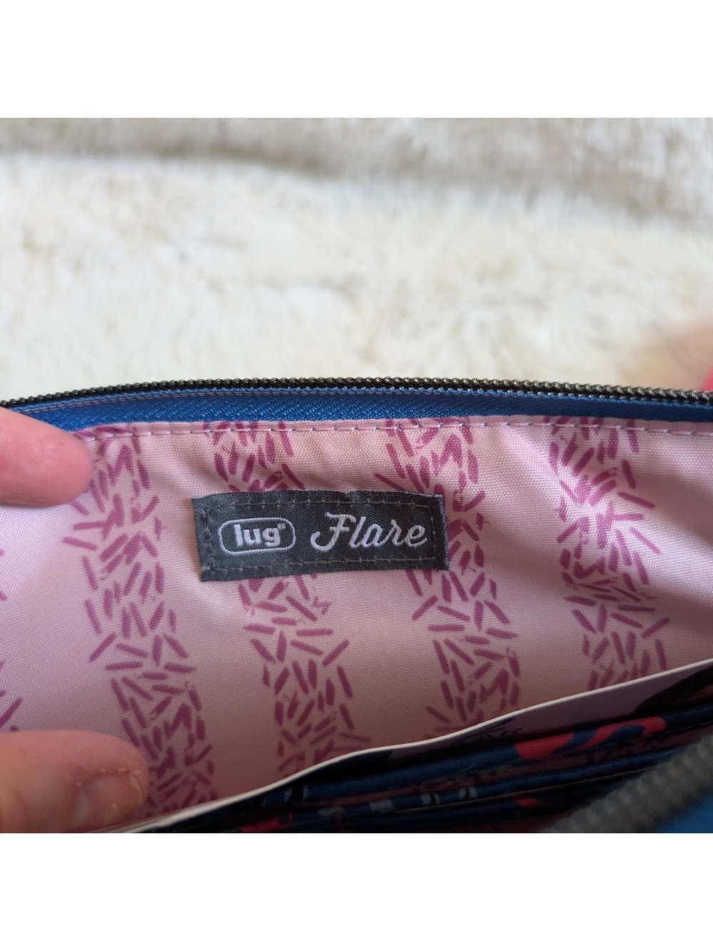 Lug Flare Blue Tropical Flamingo Print Crossbody Bag Purse New - Picture 4 of 8